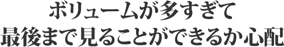 ボリュームが多すぎて最後まで見ることができるか心配