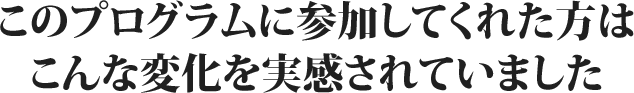 このプログラムに参加してくれた方はこんな変化を実感されていました